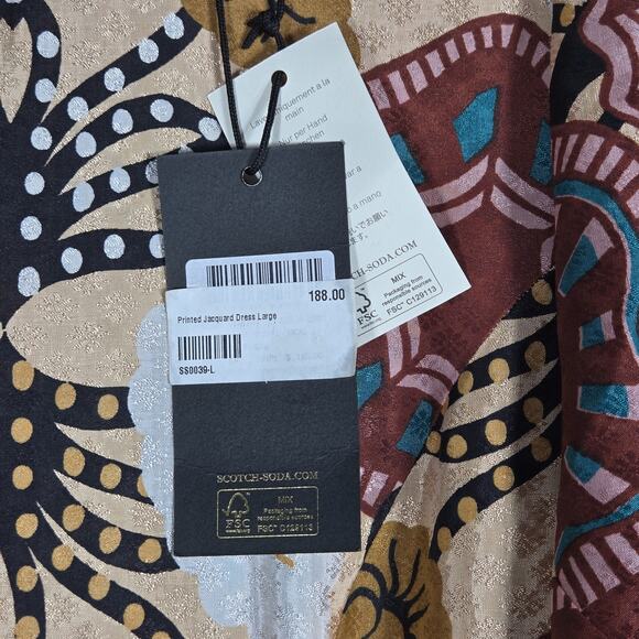 Scotch & Soda Sun Ray Dress Womens Medium Long Sleeve Printed Fit Flare - Picture 6 of 12